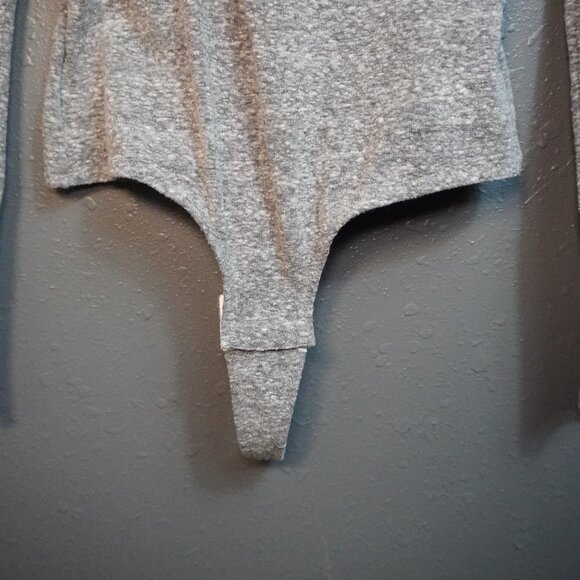 Madewell Women Heather Grey Wrap Thong V Neck Long Sleeve Bodysuit Size Medium - Picture 3 of 9